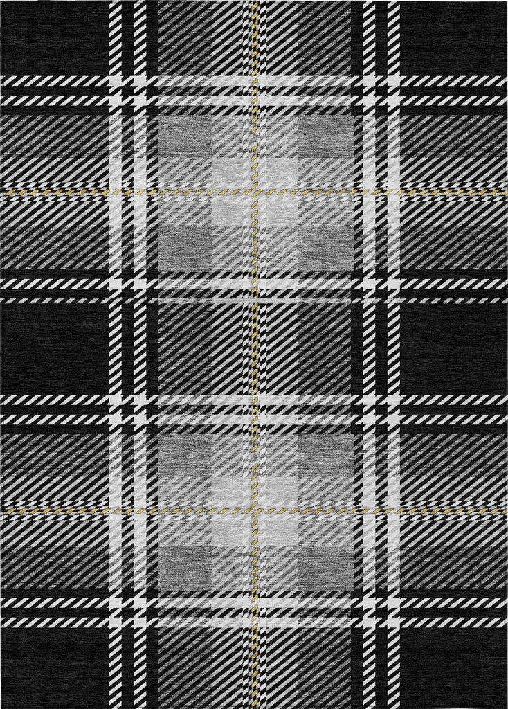 Piper Looms Chantille Plaid ACN935 Black Machine Washable Area Rug main image