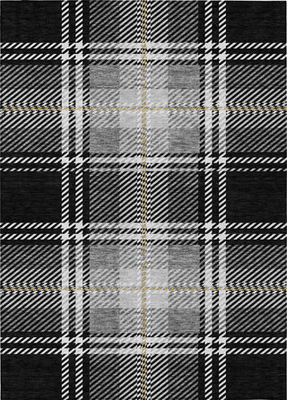 Piper Looms Chantille Plaid ACN935 Black Machine Washable Area Rug main image