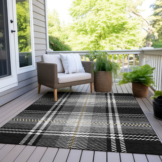 Piper Looms Chantille Plaid ACN935 Black Machine Washable Area Rug Outdoor Lifestyle Image Feature