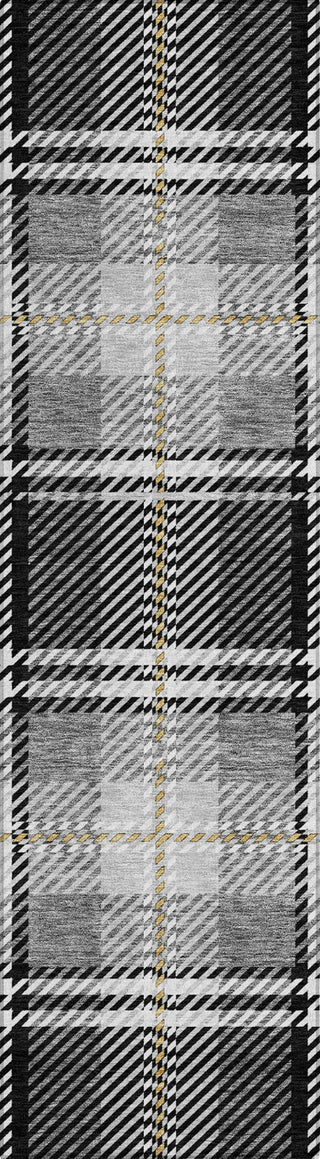 Piper Looms Chantille Plaid ACN935 Black Machine Washable Area Rug Runner Main Image