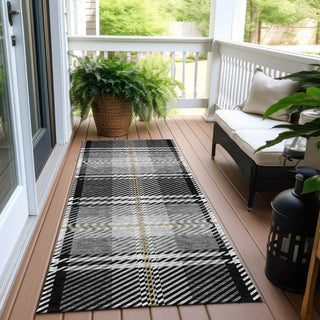 Piper Looms Chantille Plaid ACN935 Black Machine Washable Area Rug Runner Outdoor Lifestyle Image Feature