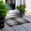 Piper Looms Chantille Plaid ACN935 Black Machine Washable Area Rug Scatter Outdoor Lifestyle Image Feature
