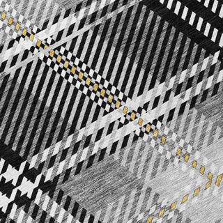 Piper Looms Chantille Plaid ACN935 Black Machine Washable Area Rug Swatch Image