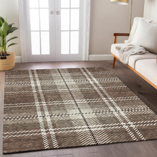 Piper Looms Chantille Plaid ACN935 Brown Machine Washable Area Rug Lifestyle Image Feature