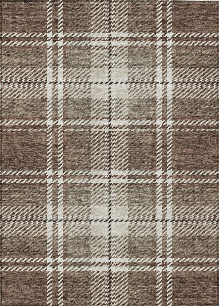 Piper Looms Chantille Plaid ACN935 Brown Machine Washable Area Rug main image