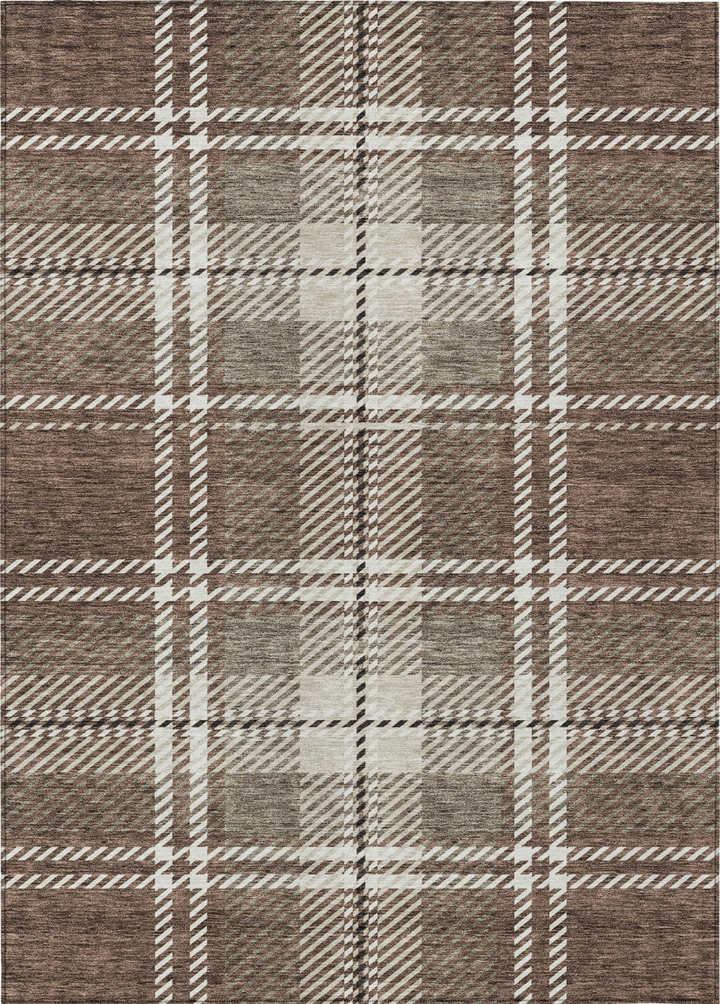 Piper Looms Chantille Plaid ACN935 Brown Machine Washable Area Rug ...