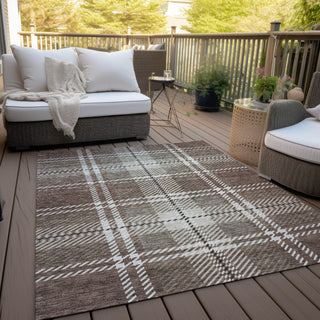 Piper Looms Chantille Plaid ACN935 Brown Machine Washable Area Rug Outdoor Lifestyle Image Feature