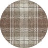 Piper Looms Chantille Plaid ACN935 Brown Machine Washable Area Rug Round Main Image