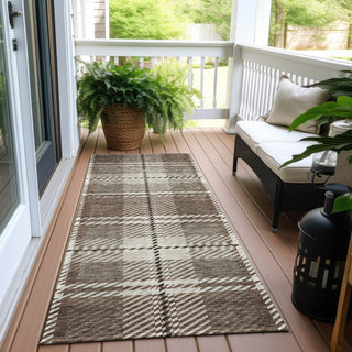 Piper Looms Chantille Plaid ACN935 Brown Machine Washable Area Rug Runner Outdoor Lifestyle Image Feature