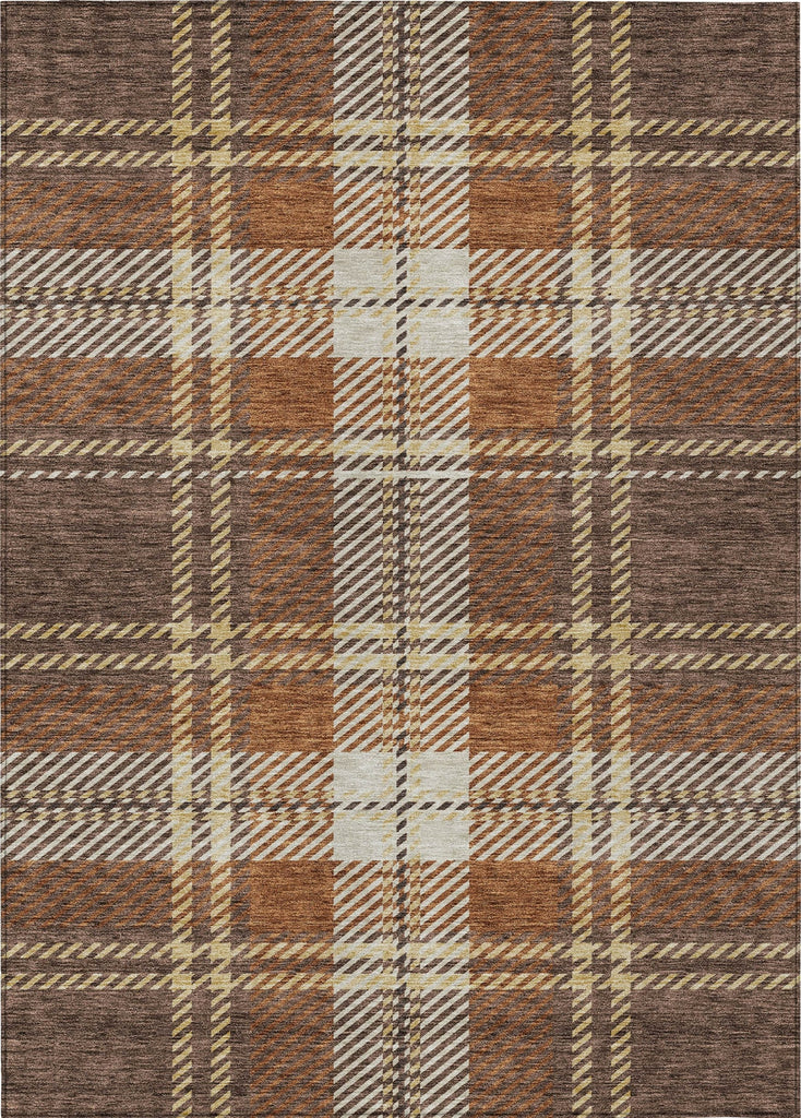 Piper Looms Chantille Plaid ACN935 Chocolate Machine Washable Area Rug main image