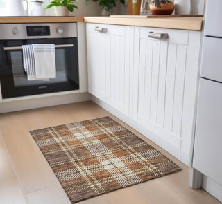 Piper Looms Chantille Plaid ACN935 Chocolate Machine Washable Area Rug Scatter Lifestyle Image Feature