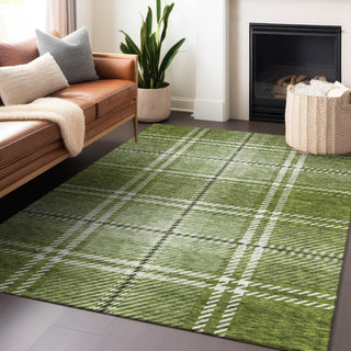Piper Looms Chantille Plaid ACN935 Green Machine Washable Area Rug Lifestyle Image Feature
