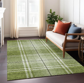Piper Looms Chantille Plaid ACN935 Green Machine Washable Area Rug Lifestyle Image Feature