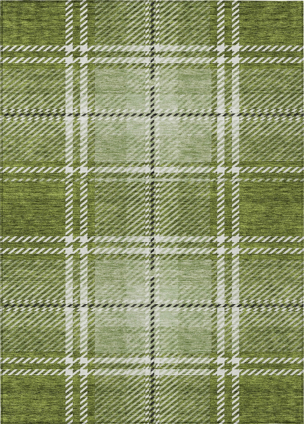 Piper Looms Chantille Plaid ACN935 Green Machine Washable Area Rug ...