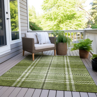 Piper Looms Chantille Plaid ACN935 Green Machine Washable Area Rug Outdoor Lifestyle Image Feature