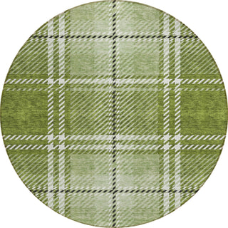 Piper Looms Chantille Plaid ACN935 Green Machine Washable Area Rug Round Main Image
