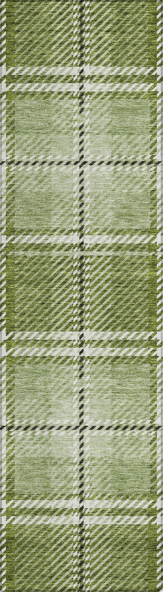 Piper Looms Chantille Plaid ACN935 Green Machine Washable Area Rug Runner Main Image