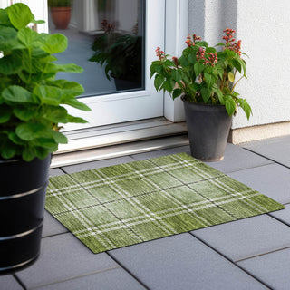 Piper Looms Chantille Plaid ACN935 Green Machine Washable Area Rug Scatter Outdoor Lifestyle Image Feature