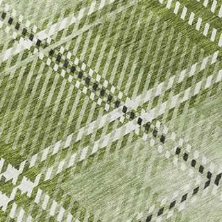 Piper Looms Chantille Plaid ACN935 Green Machine Washable Area Rug Swatch Image