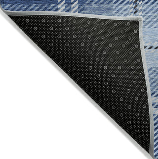 Piper Looms Chantille Plaid ACN935 Navy Machine Washable Area Rug Backing Image