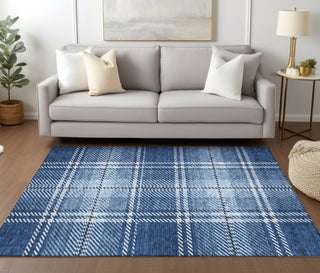 Piper Looms Chantille Plaid ACN935 Navy Machine Washable Area Rug Lifestyle Image Feature