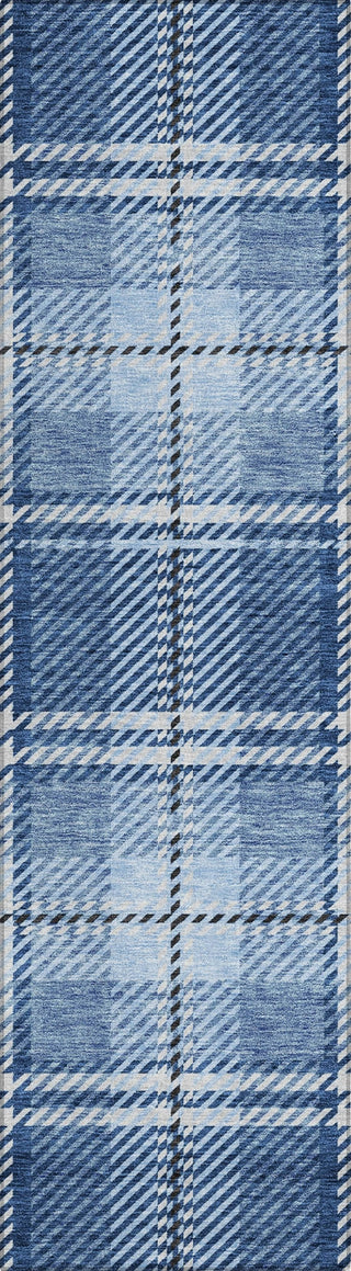 Piper Looms Chantille Plaid ACN935 Navy Machine Washable Area Rug Runner Main Image