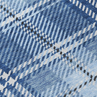 Piper Looms Chantille Plaid ACN935 Navy Machine Washable Area Rug Swatch Image