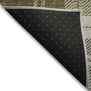 Piper Looms Chantille Plaid ACN935 Olive Machine Washable Area Rug Backing Image