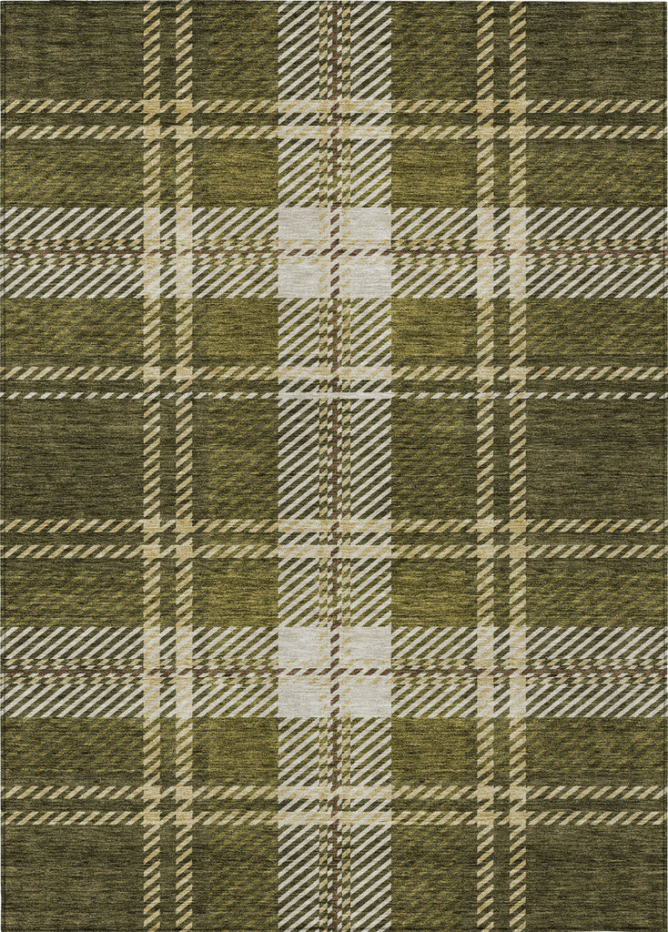 Piper Looms Chantille Plaid ACN935 Olive Machine Washable Area Rug main image