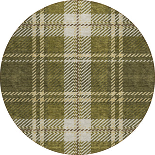 Piper Looms Chantille Plaid ACN935 Olive Machine Washable Area Rug Round Main Image