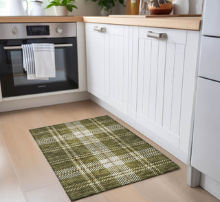 Piper Looms Chantille Plaid ACN935 Olive Machine Washable Area Rug Scatter Lifestyle Image Feature