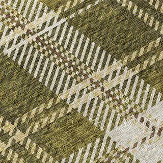 Piper Looms Chantille Plaid ACN935 Olive Machine Washable Area Rug Swatch Image