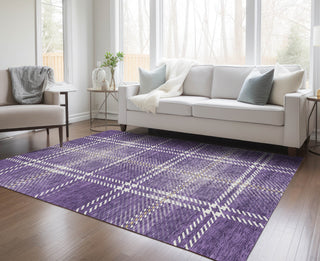 Piper Looms Chantille Plaid ACN935 Purple Machine Washable Area Rug Lifestyle Image Feature