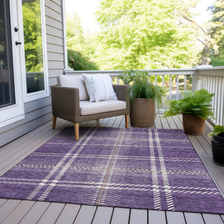 Piper Looms Chantille Plaid ACN935 Purple Machine Washable Area Rug Outdoor Lifestyle Image Feature