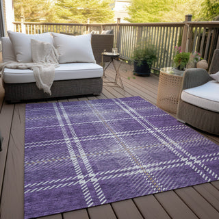 Piper Looms Chantille Plaid ACN935 Purple Machine Washable Area Rug Outdoor Lifestyle Image Feature