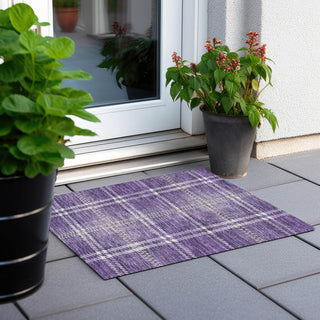 Piper Looms Chantille Plaid ACN935 Purple Machine Washable Area Rug Scatter Outdoor Lifestyle Image Feature