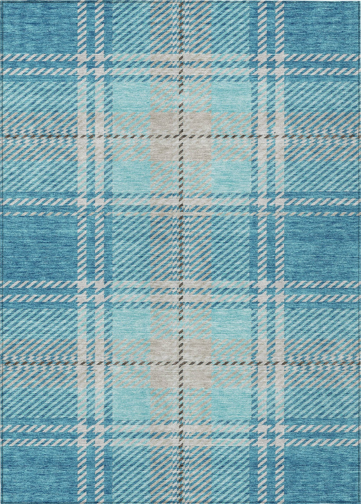 Piper Looms Chantille Plaid ACN935 Teal Machine Washable Area Rug main image
