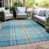 Piper Looms Chantille Plaid ACN935 Teal Machine Washable Area Rug Outdoor Lifestyle Image Feature