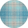 Piper Looms Chantille Plaid ACN935 Teal Machine Washable Area Rug Round Main Image
