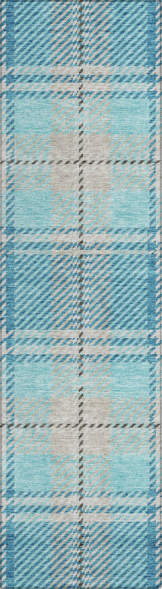 Piper Looms Chantille Plaid ACN935 Teal Machine Washable Area Rug Runner Main Image