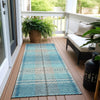 Piper Looms Chantille Plaid ACN935 Teal Machine Washable Area Rug Runner Outdoor Lifestyle Image Feature