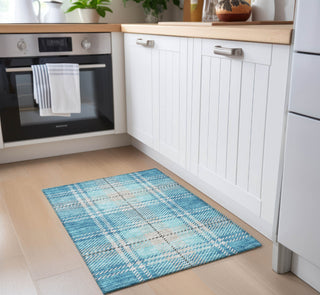 Piper Looms Chantille Plaid ACN935 Teal Machine Washable Area Rug Scatter Lifestyle Image Feature
