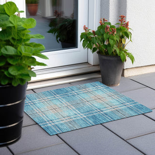 Piper Looms Chantille Plaid ACN935 Teal Machine Washable Area Rug Scatter Outdoor Lifestyle Image Feature