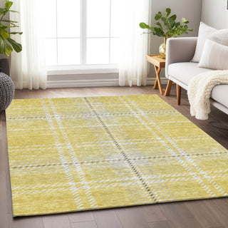 Piper Looms Chantille Plaid ACN935 Yellow Machine Washable Area Rug Lifestyle Image Feature