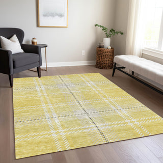 Piper Looms Chantille Plaid ACN935 Yellow Machine Washable Area Rug Lifestyle Image Feature
