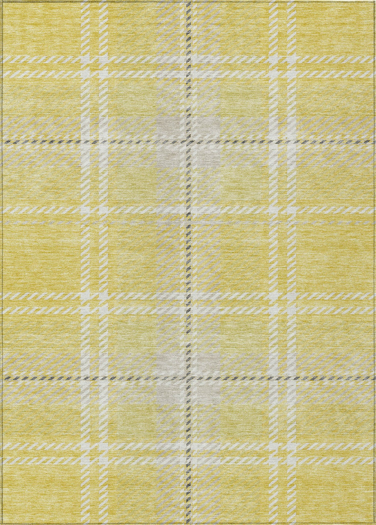 Piper Looms Chantille Plaid ACN935 Yellow Machine Washable Area Rug main image