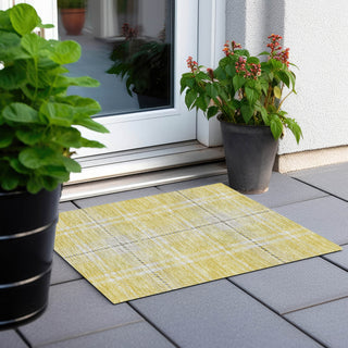 Piper Looms Chantille Plaid ACN935 Yellow Machine Washable Area Rug Scatter Outdoor Lifestyle Image Feature