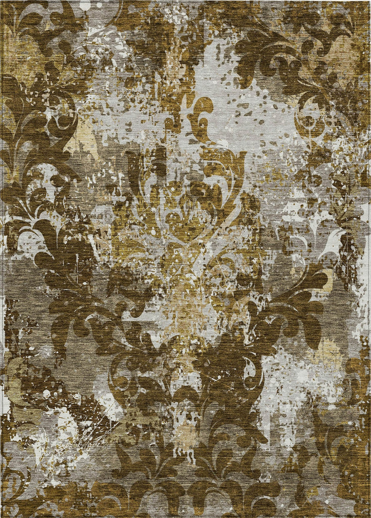 Piper Looms Chantille Damask ACN936 Brown Machine Washable Area Rug main image