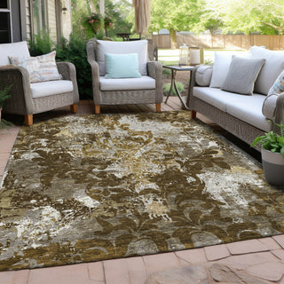 Piper Looms Chantille Damask ACN936 Brown Machine Washable Area Rug Outdoor Lifestyle Image Feature