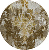 Piper Looms Chantille Damask ACN936 Brown Machine Washable Area Rug Round Main Image